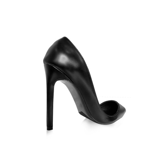 Matte Black Vegan Leather Stiletto High Heel - Picture 3 of 4